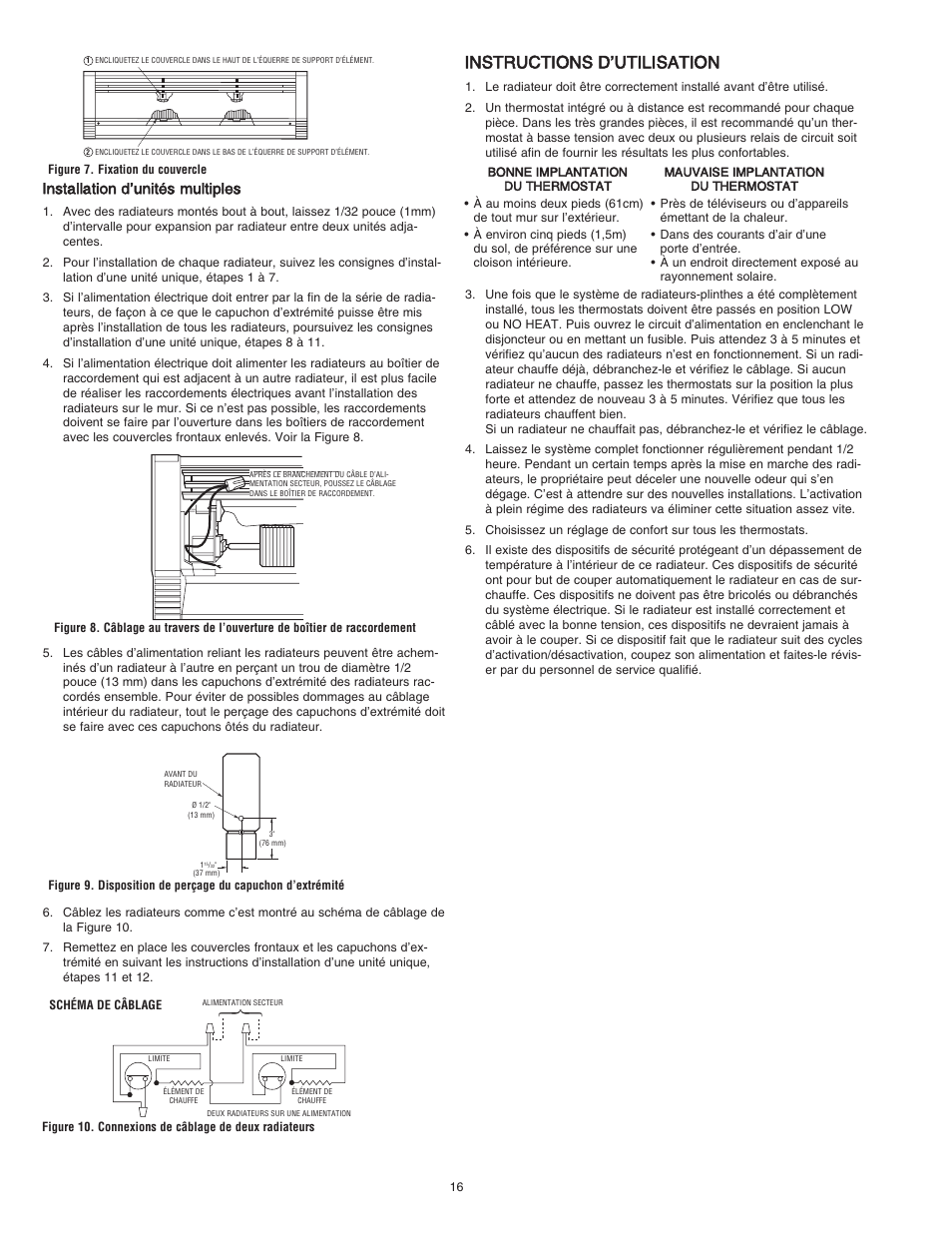 Instructions d’utilisation, Installation d’unités multiples | Qmark CBD Series - Heavy-Duty Commercial Baseboard Heaters User Manual | Page 16 / 18