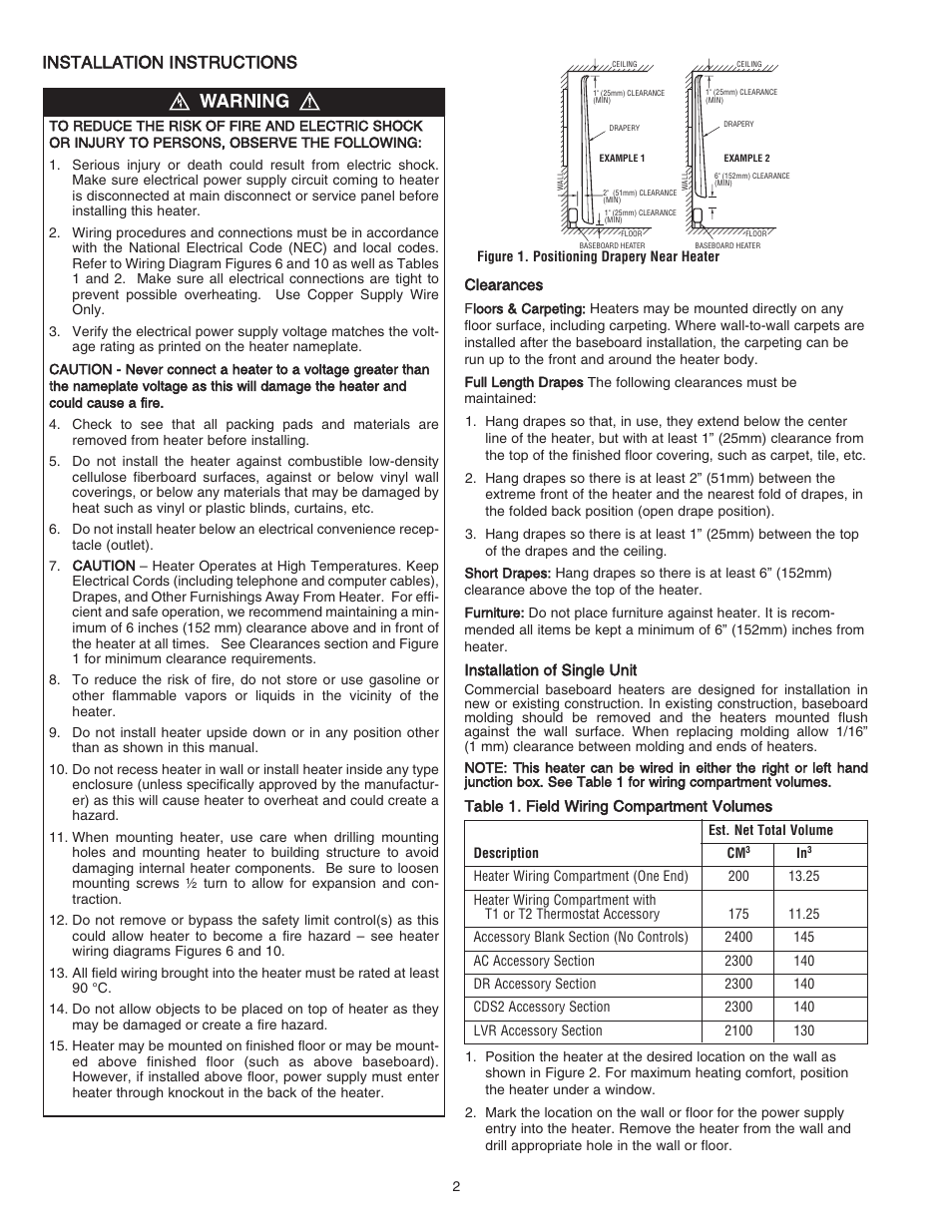 Installation instructions | Qmark CBD Series - Heavy-Duty Commercial Baseboard Heaters User Manual | Page 2 / 18