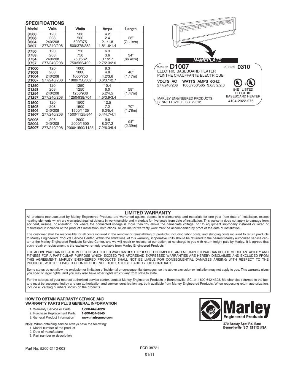 D1007 | Qmark CBD Series - Heavy-Duty Commercial Baseboard Heaters User Manual | Page 6 / 18