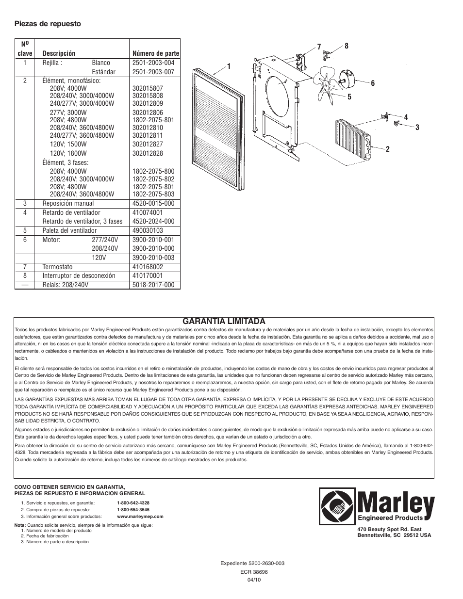 Garantia limitada | Qmark AWH4000 Series - Architectural Heavy-Duty Wall Heaters User Manual | Page 10 / 15