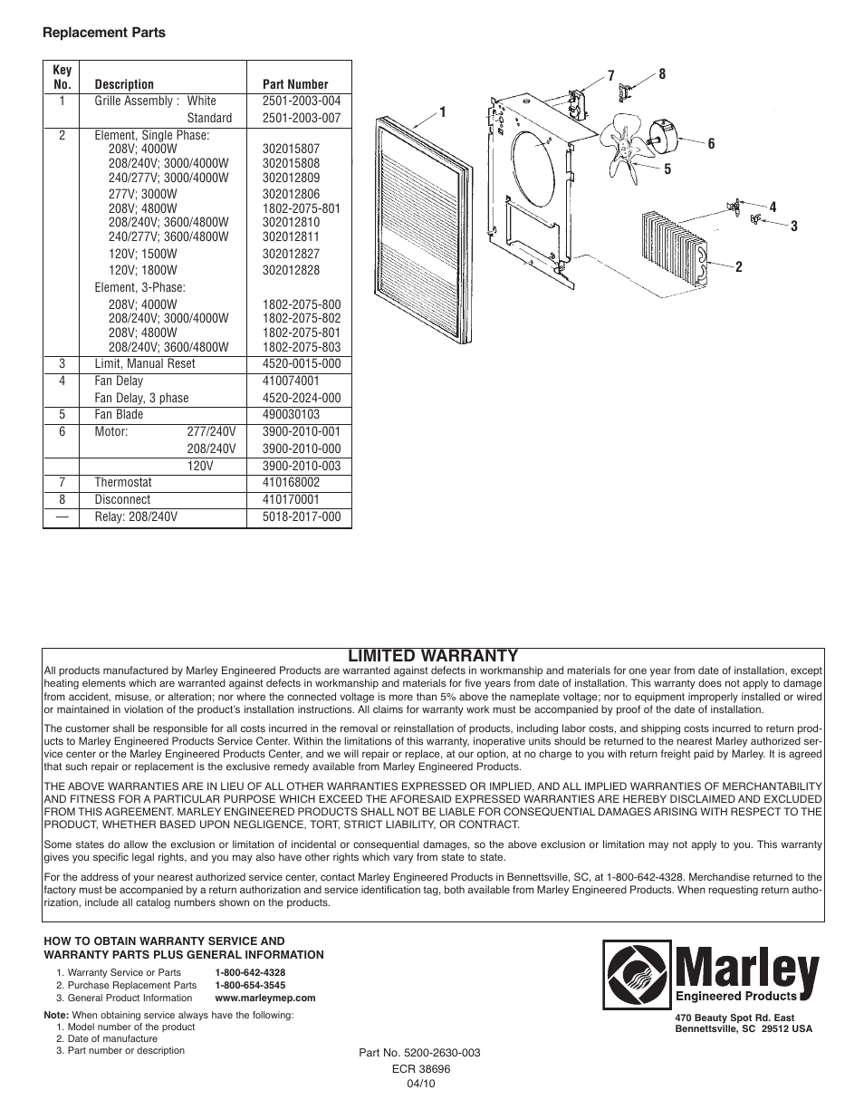 Limited warranty | Qmark AWH4000 Series - Architectural Heavy-Duty Wall Heaters User Manual | Page 5 / 15