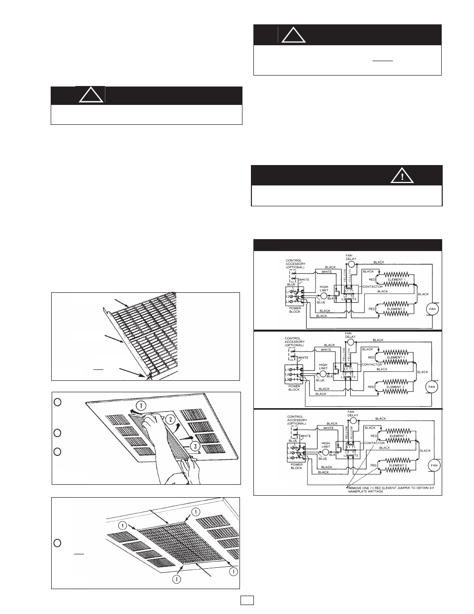 Caution, Warning | Qmark CDF - Commercial Downflow Ceiling Mounted Heaters User Manual | Page 5 / 6