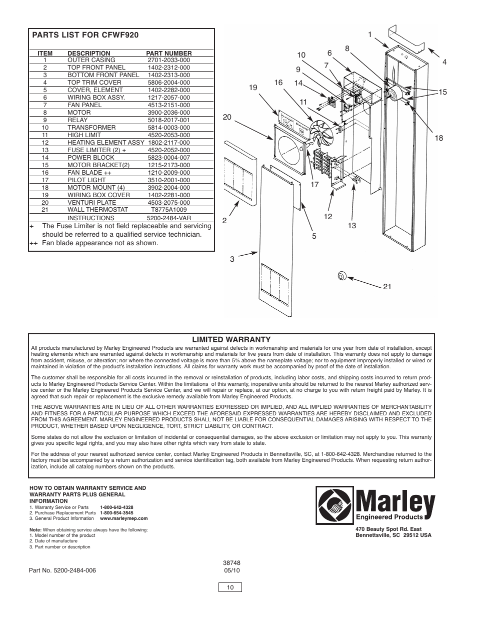 Qmark CFWF - Counterflow Electric Wall Furnace User Manual | Page 10 / 32