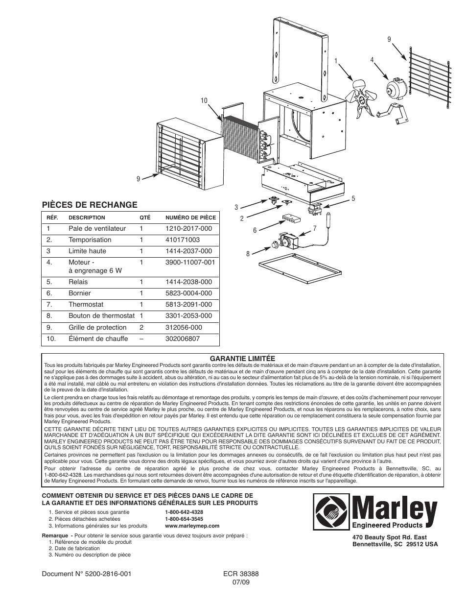 Pièces de rechange | Qmark CHPR25 - Compact Freeze Protection Heater User Manual | Page 12 / 12