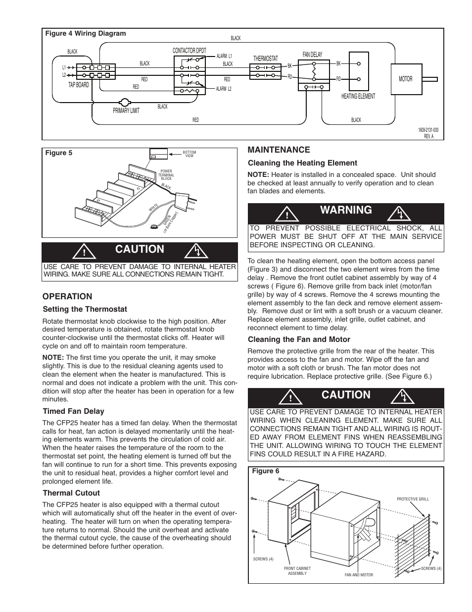 Caution, Warning, Operation | Maintenance | Qmark CHPR25 - Compact Freeze Protection Heater User Manual | Page 3 / 12