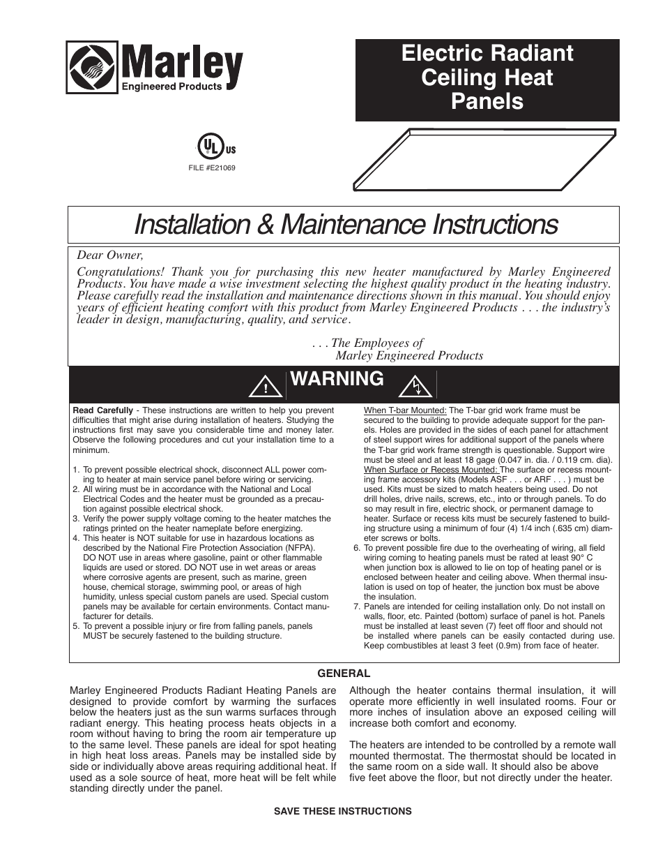 Qmark CP - Radiant Ceiling Panels User Manual | 12 pages