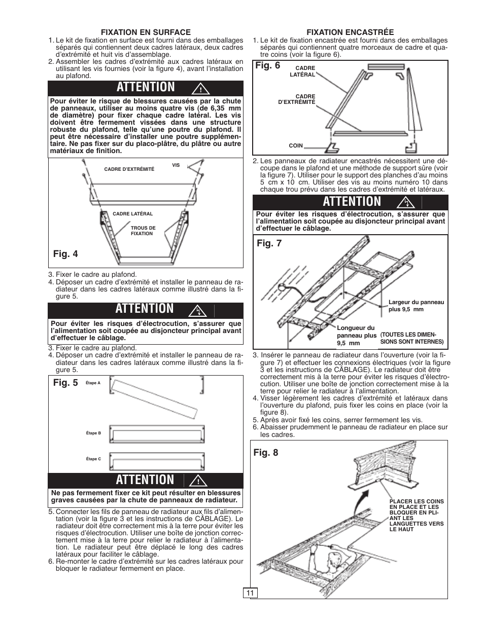 Attention, Fig. 4 fig. 5, Fig. 7 | Fig. 8, Fig. 6 | Qmark CP - Radiant Ceiling Panels User Manual | Page 11 / 12
