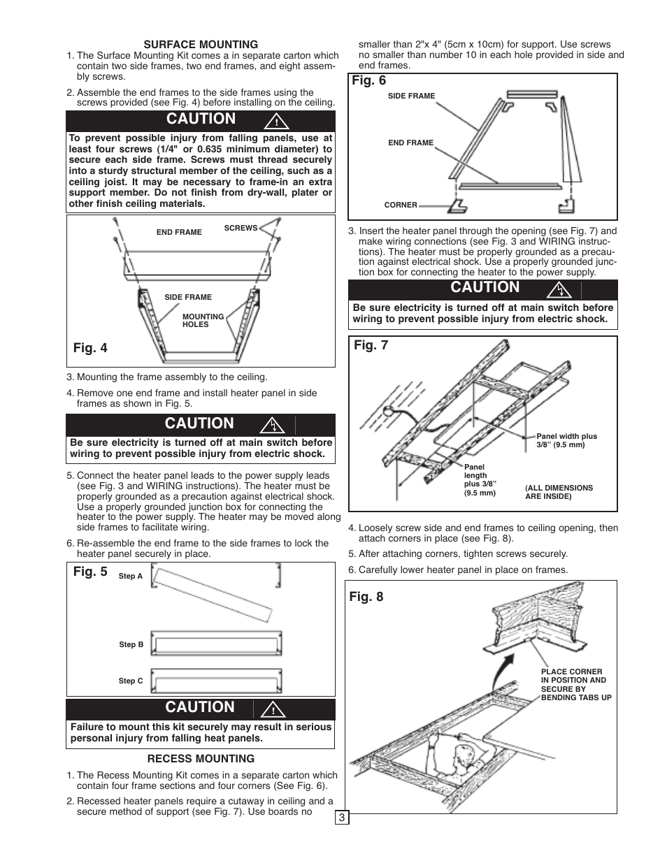 Caution, Fig. 4 fig. 5, Fig. 6 fig. 7 | Fig. 8 | Qmark CP - Radiant Ceiling Panels User Manual | Page 3 / 12