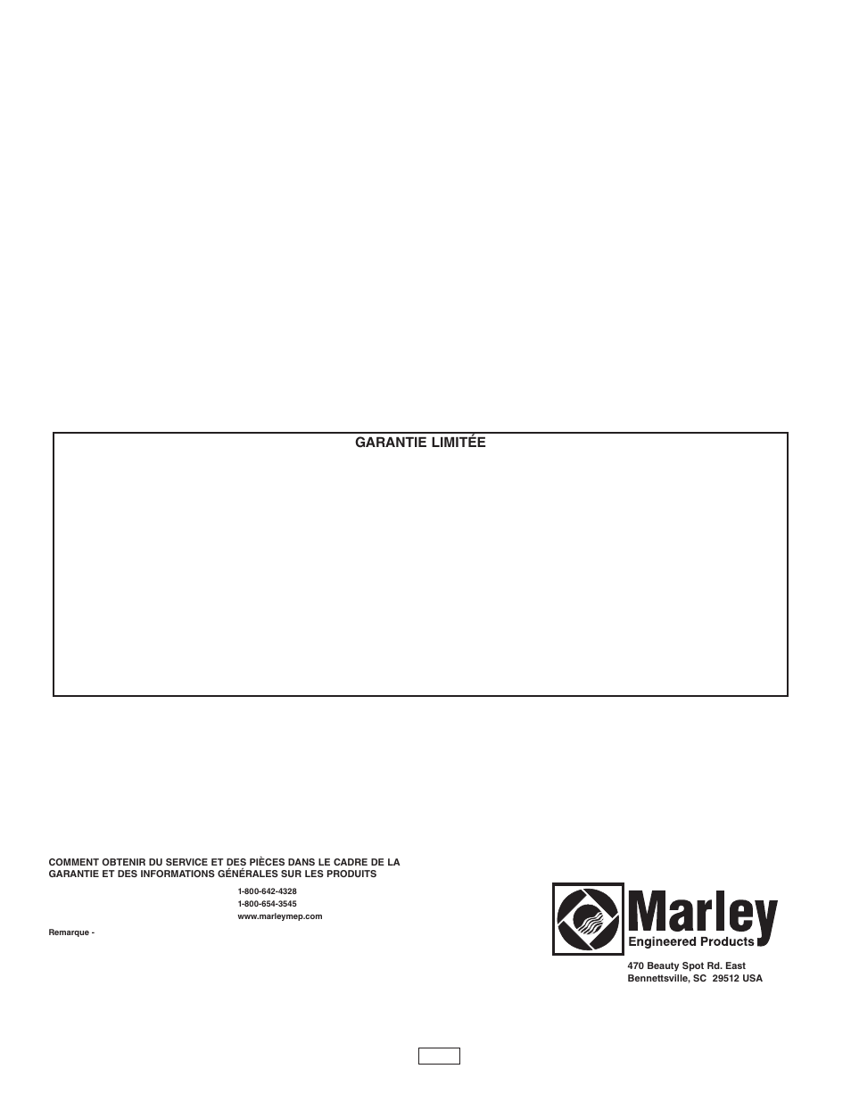Garantie limitée | Qmark CRA Series - Residential Fan-Forced Zonal Wall Heaters User Manual | Page 12 / 12