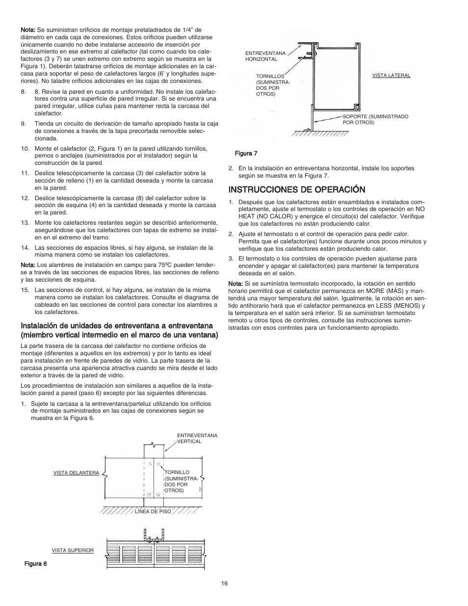 Instrucciones de operación | Qmark DSH - Decorative Sill-Height Convectors User Manual | Page 16 / 30