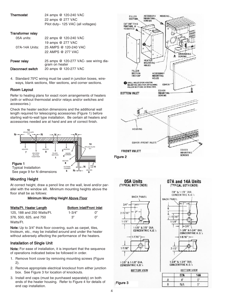 Room layout, Mounting height, Installation of single unit | Qmark DSH - Decorative Sill-Height Convectors User Manual | Page 4 / 30