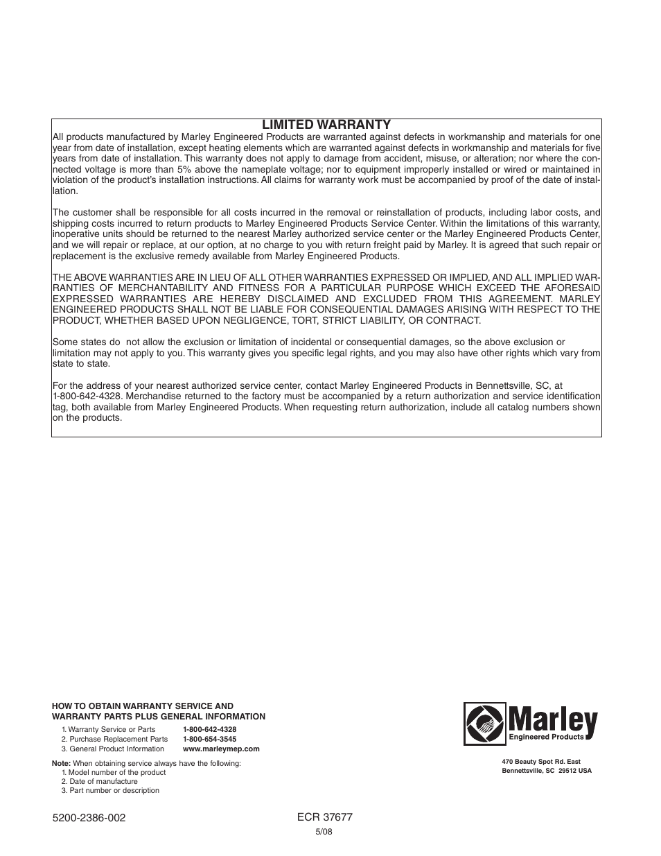 Limited warranty | Qmark CUS900 - Stock Cabinet Unit Heater User Manual | Page 12 / 36