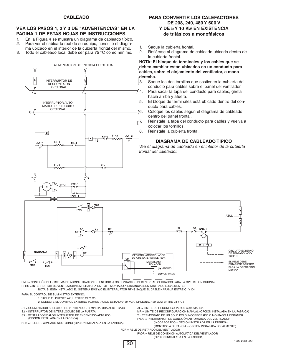 Diagrama de cableado tipico | Qmark CUS900 - Stock Cabinet Unit Heater User Manual | Page 20 / 36