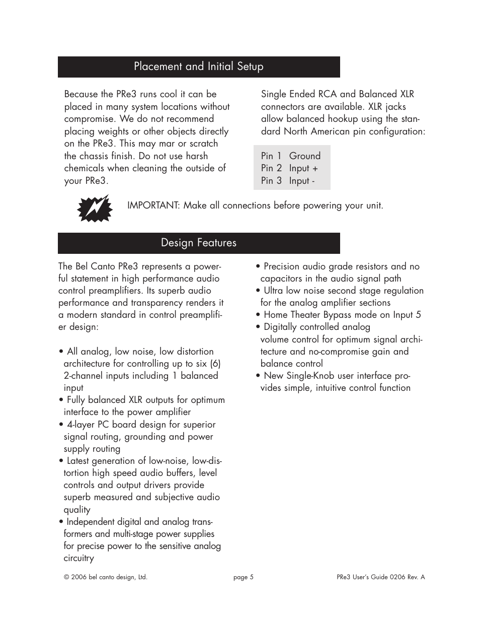 Bel Canto Design PRe3 User Manual | Page 4 / 10