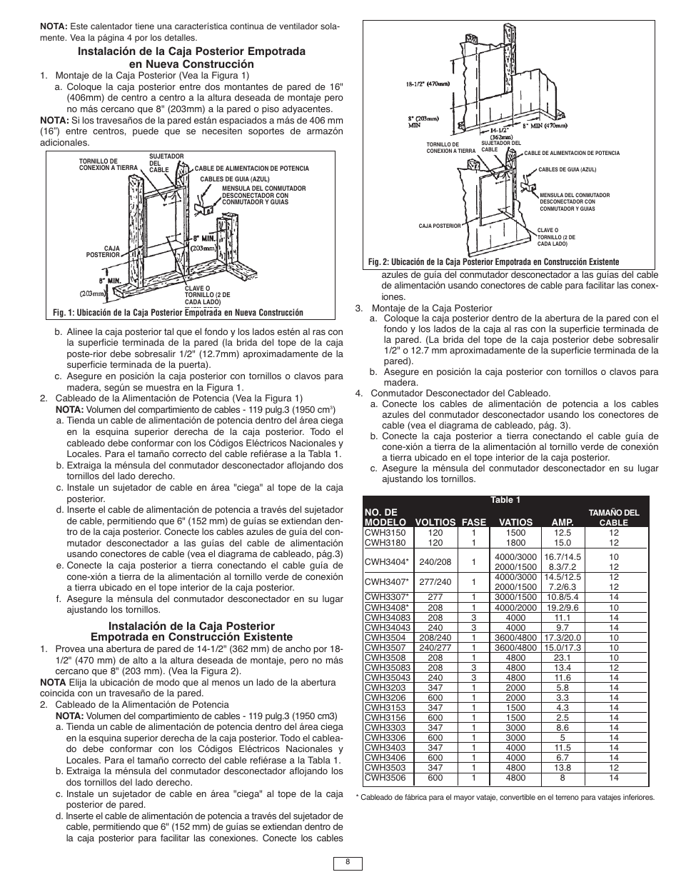 Qmark CWH3000 Series - Commercial Fan-Forced Wall Heaters User Manual | Page 8 / 16