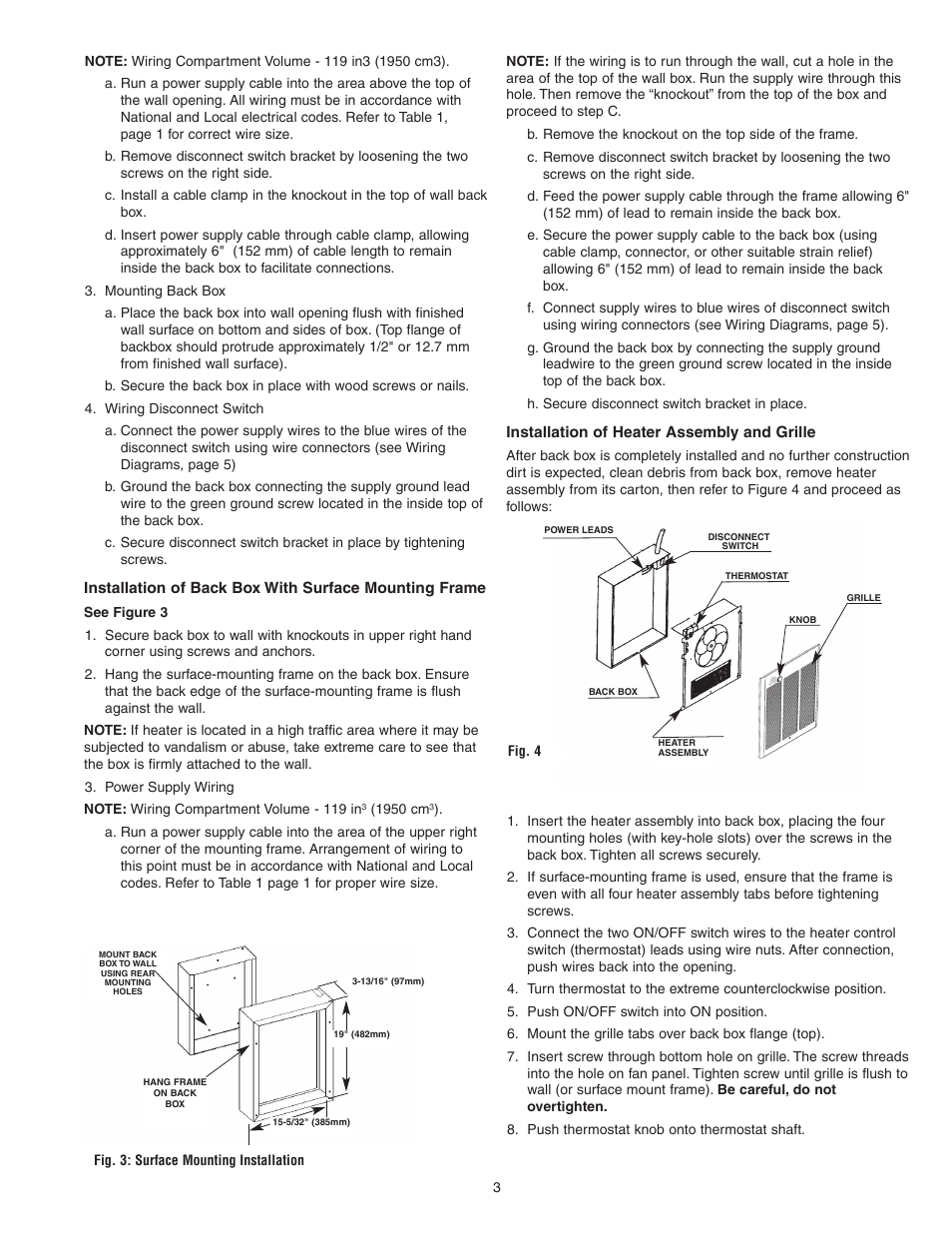 Qmark CWH3000 Series - Commercial Fan-Forced Wall Heaters User Manual | Page 3 / 20