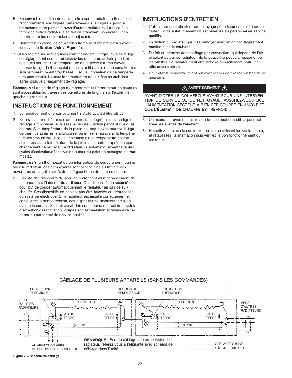 Instructions de fonctionnement, Instructions d’entretien | Qmark CPH - Decorative and Commercial Pedestal Heaters User Manual | Page 22 / 24