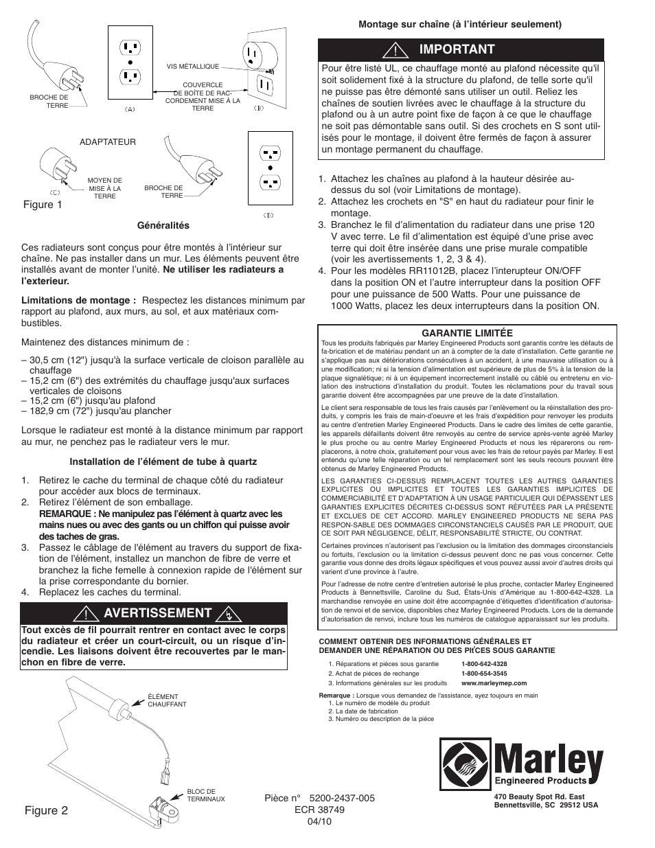 Avertissement, Important, Figure 2 | Qmark FRR - Plug-In Radiant Heaters User Manual | Page 7 / 8