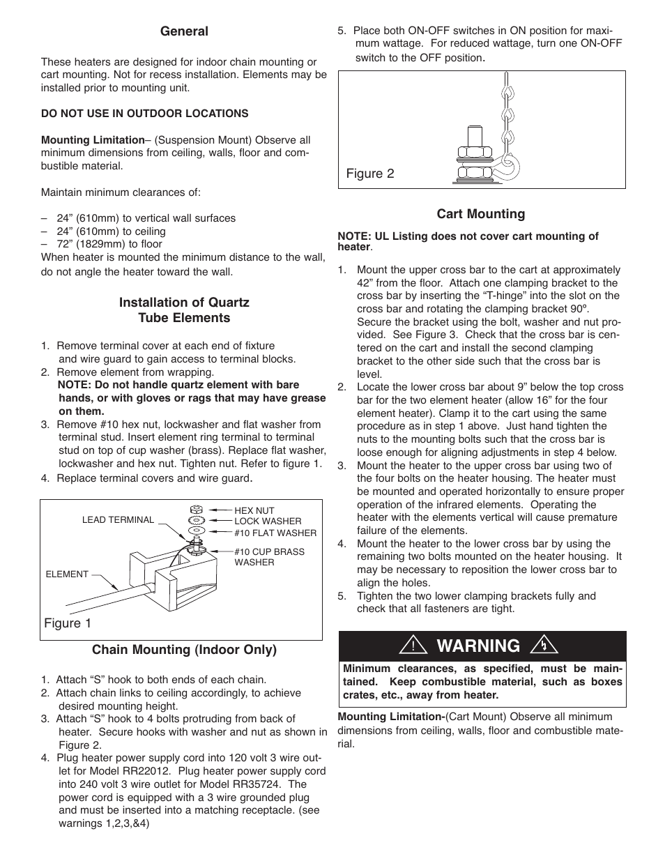 Warning | Qmark FRR - Plug-In Radiant Heaters User Manual | Page 2 / 9