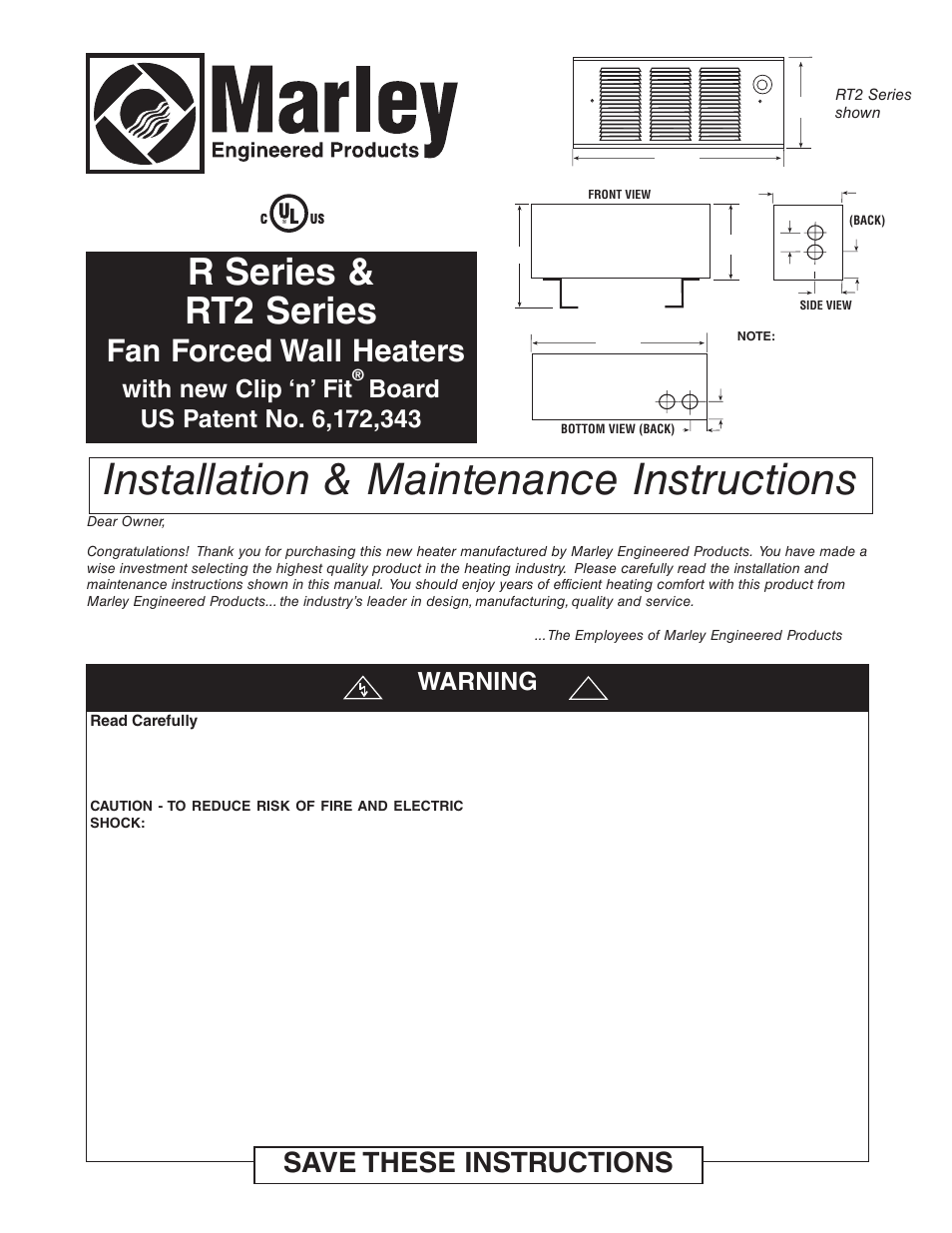 Qmark GFR Series - Fan-Forced Wall Heaters User Manual | 12 pages