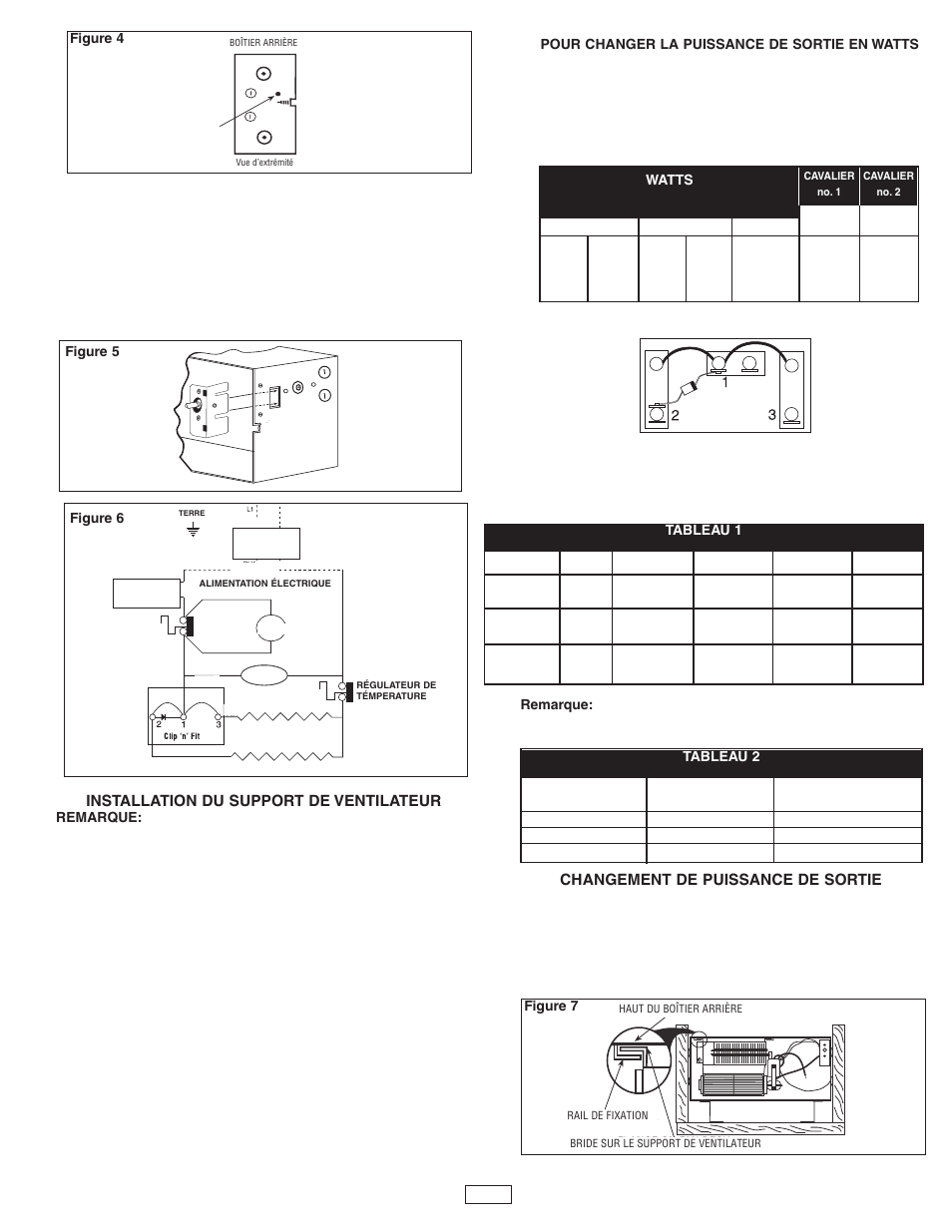 Circuit clip ‘n’ fit, Installation du support de ventilateur, Changement de puissance de sortie | Qmark GFR Series - Fan-Forced Wall Heaters User Manual | Page 11 / 12