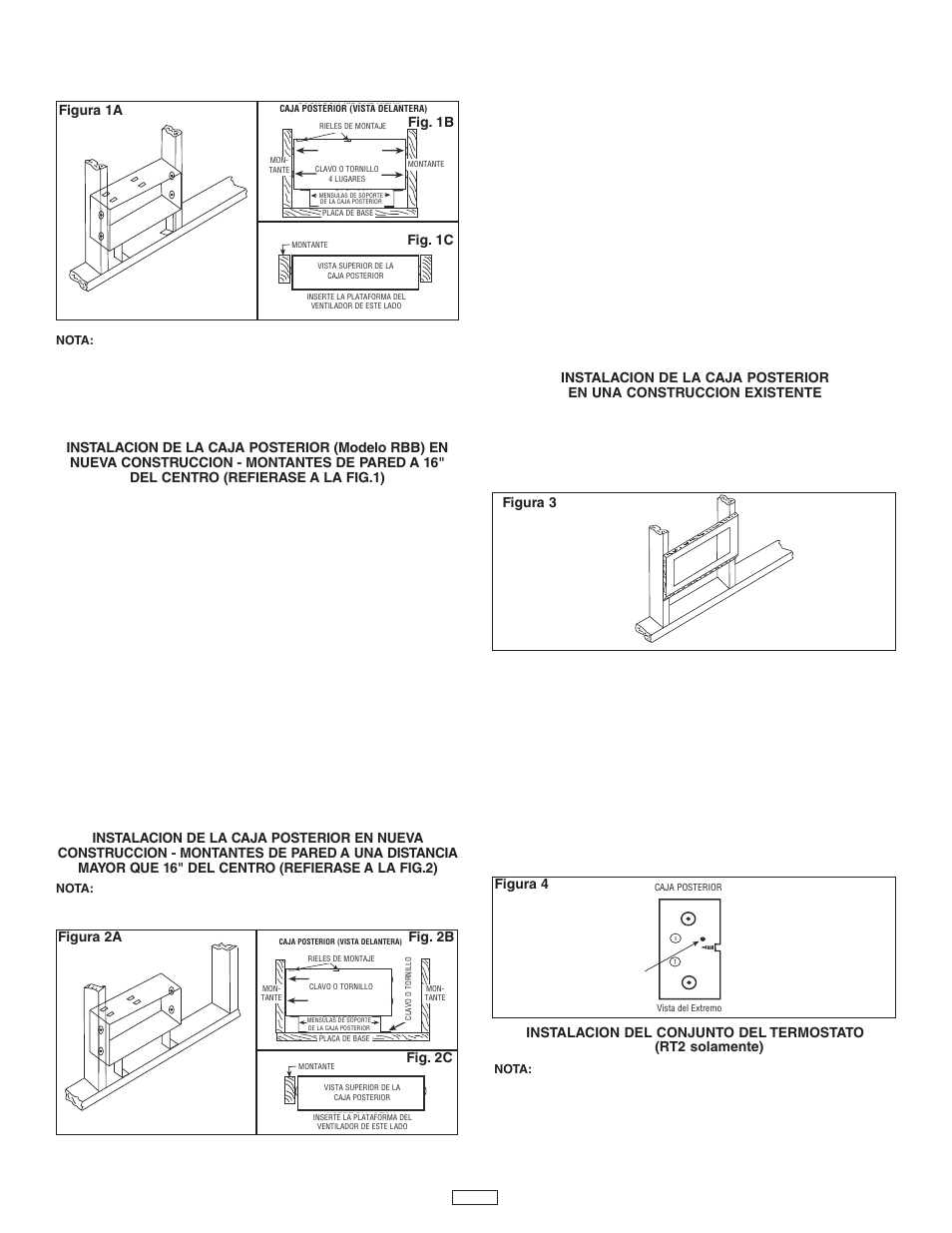 Figura 1a fig. 1c, Figura 2a fig. 2b fig. 2c, Figura 3 | Figura 4, Fig. 1b | Qmark GFR Series - Fan-Forced Wall Heaters User Manual | Page 6 / 12