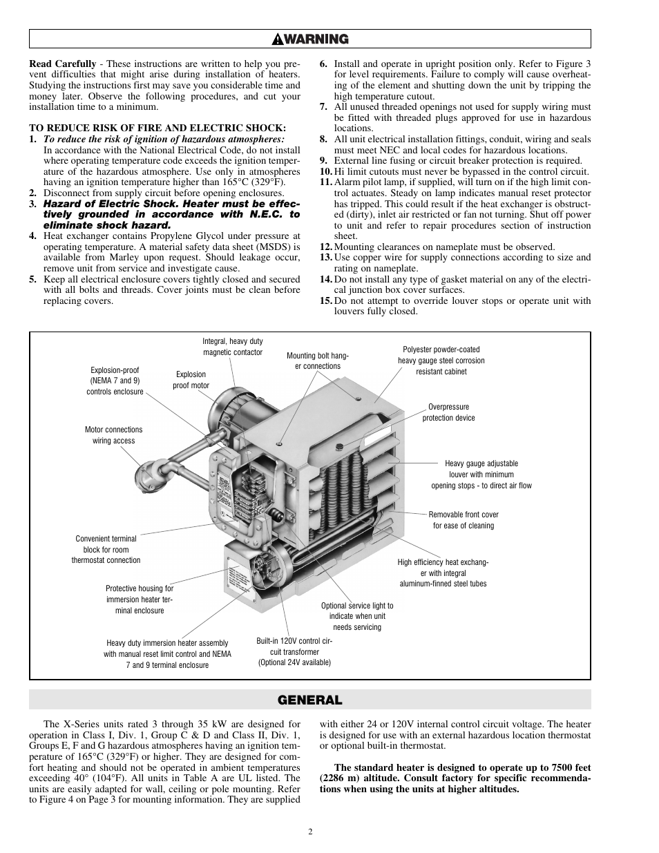 General | Qmark GUX - Explosion Proof Unit Heaters User Manual | Page 2 / 12