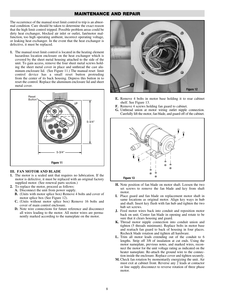 Maintenance and repair | Qmark GUX - Explosion Proof Unit Heaters User Manual | Page 8 / 12