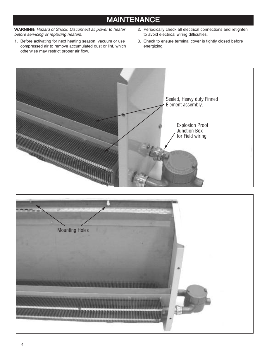 Maintenance | Qmark ICG - Explosion Proof Convectors User Manual | Page 4 / 24