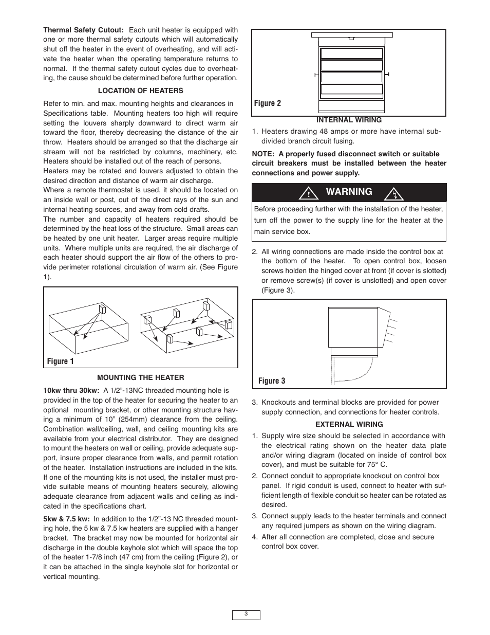 Warning | Qmark IUH - Industrial Unit Heater User Manual | Page 3 / 12