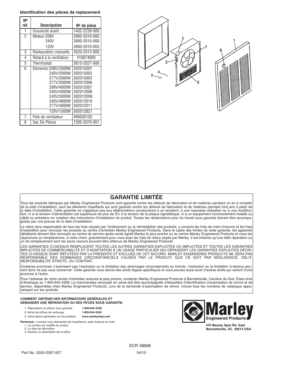 Garantie limitée | Qmark LFK Series - Wall Heater User Manual | Page 15 / 15