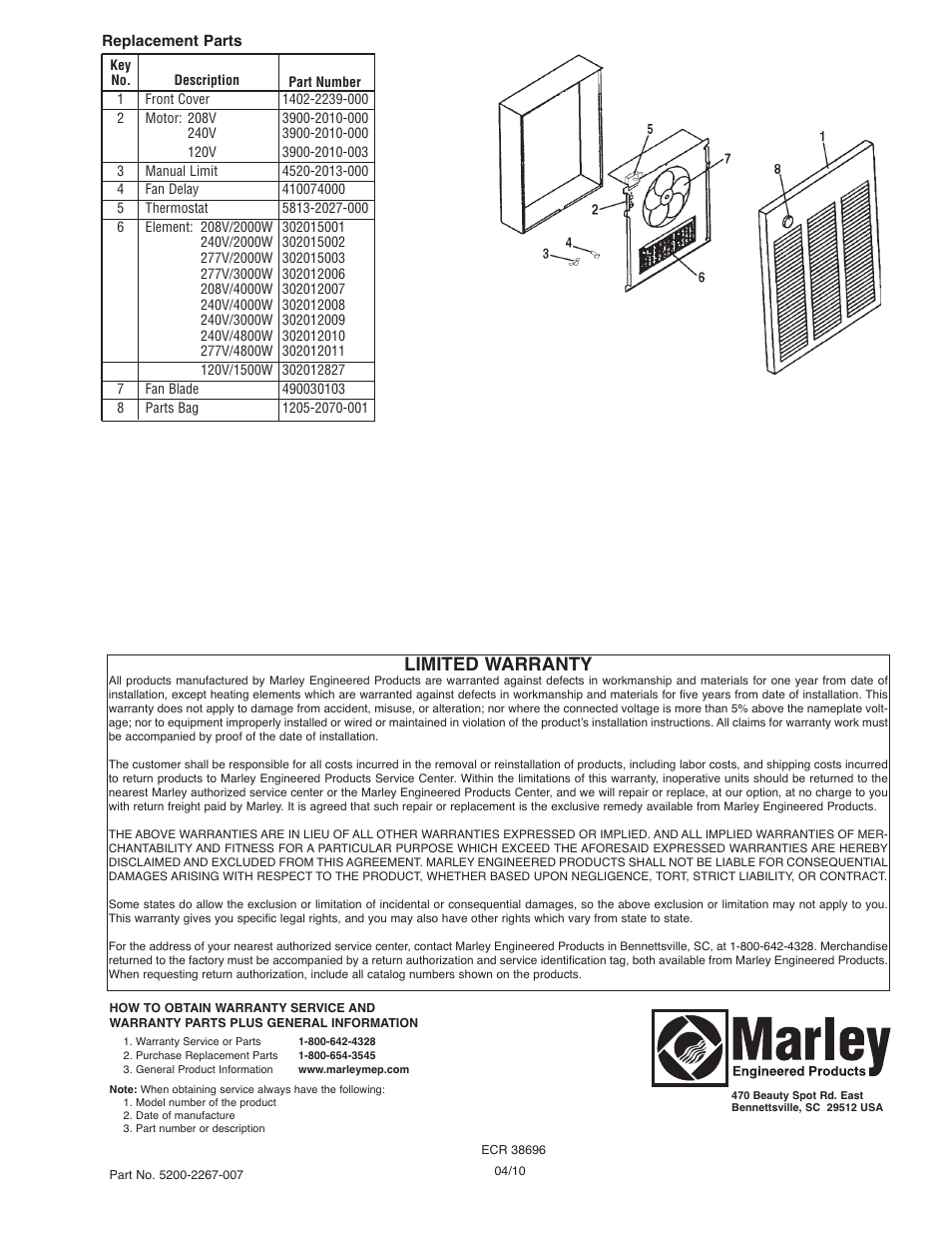 Limited warranty | Qmark LFK Series - Wall Heater User Manual | Page 5 / 15