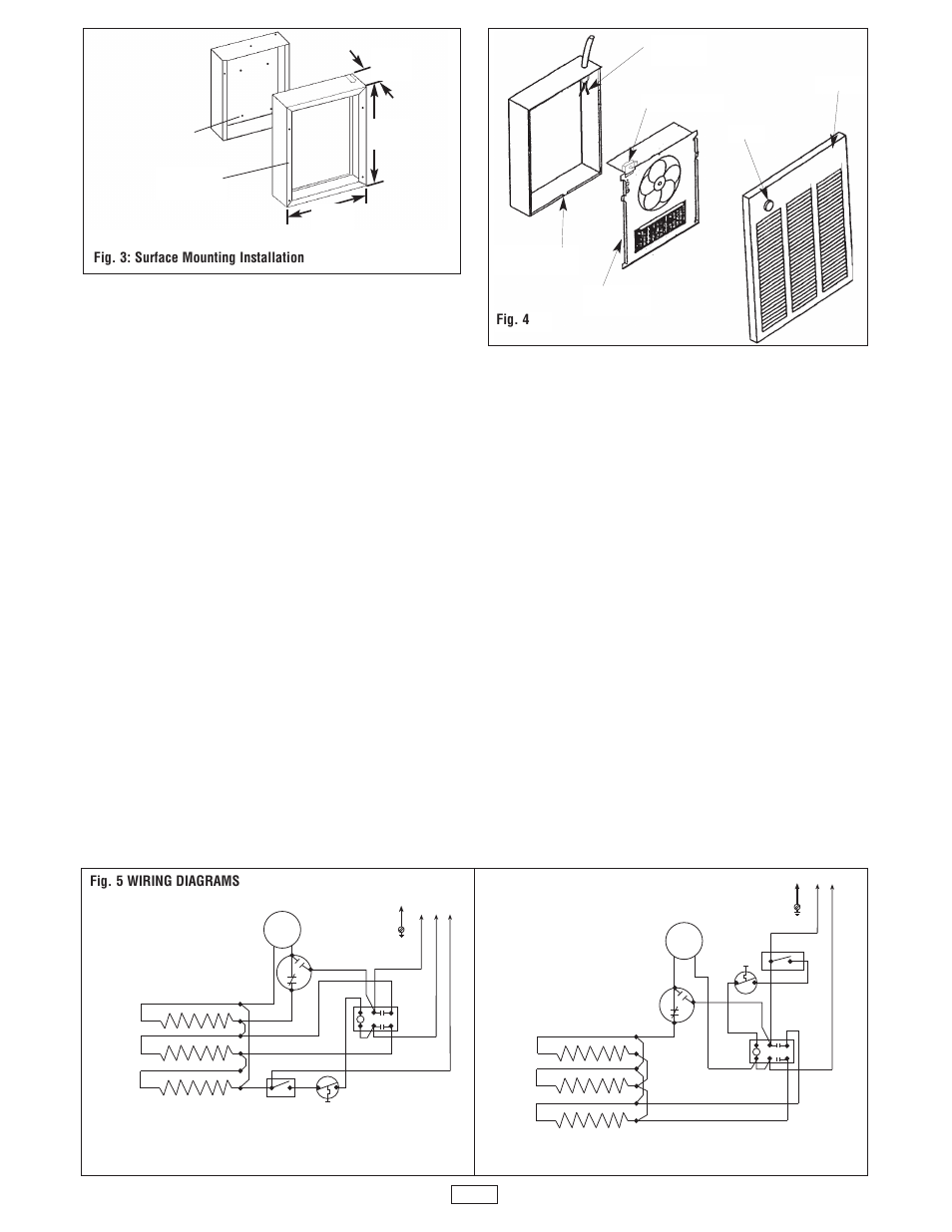 Installation of heater assembly and grille, Operation, 1950cm | Fig. 5 wiring diagrams | Qmark LFK Series - Wall Heater User Manual | Page 3 / 4
