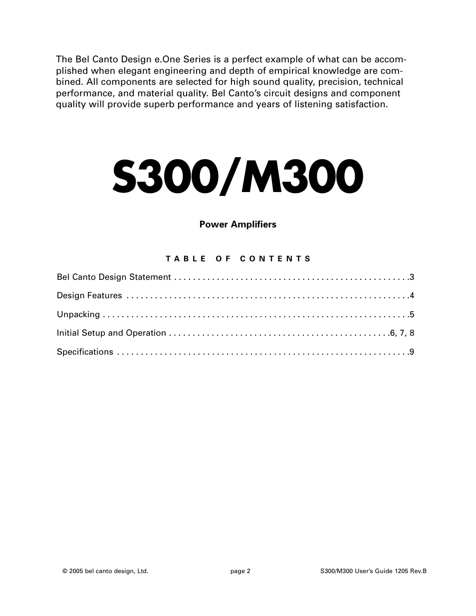 Bel Canto Design M300 User Manual | Page 2 / 10