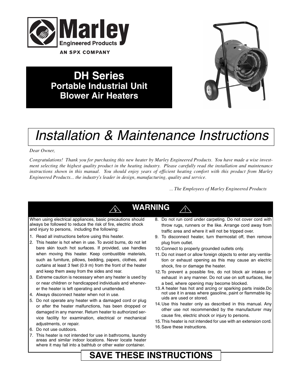 Qmark MEDH - Portable Electric Blower Heaters User Manual | 4 pages