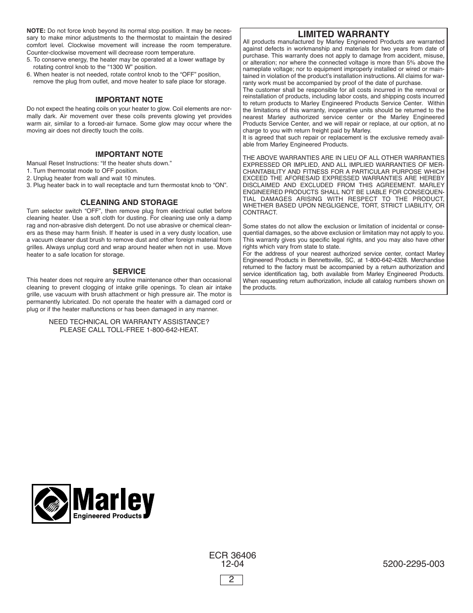 Qmark MMHD - Portable Fan-Forced Utility Heaters User Manual | Page 2 / 2