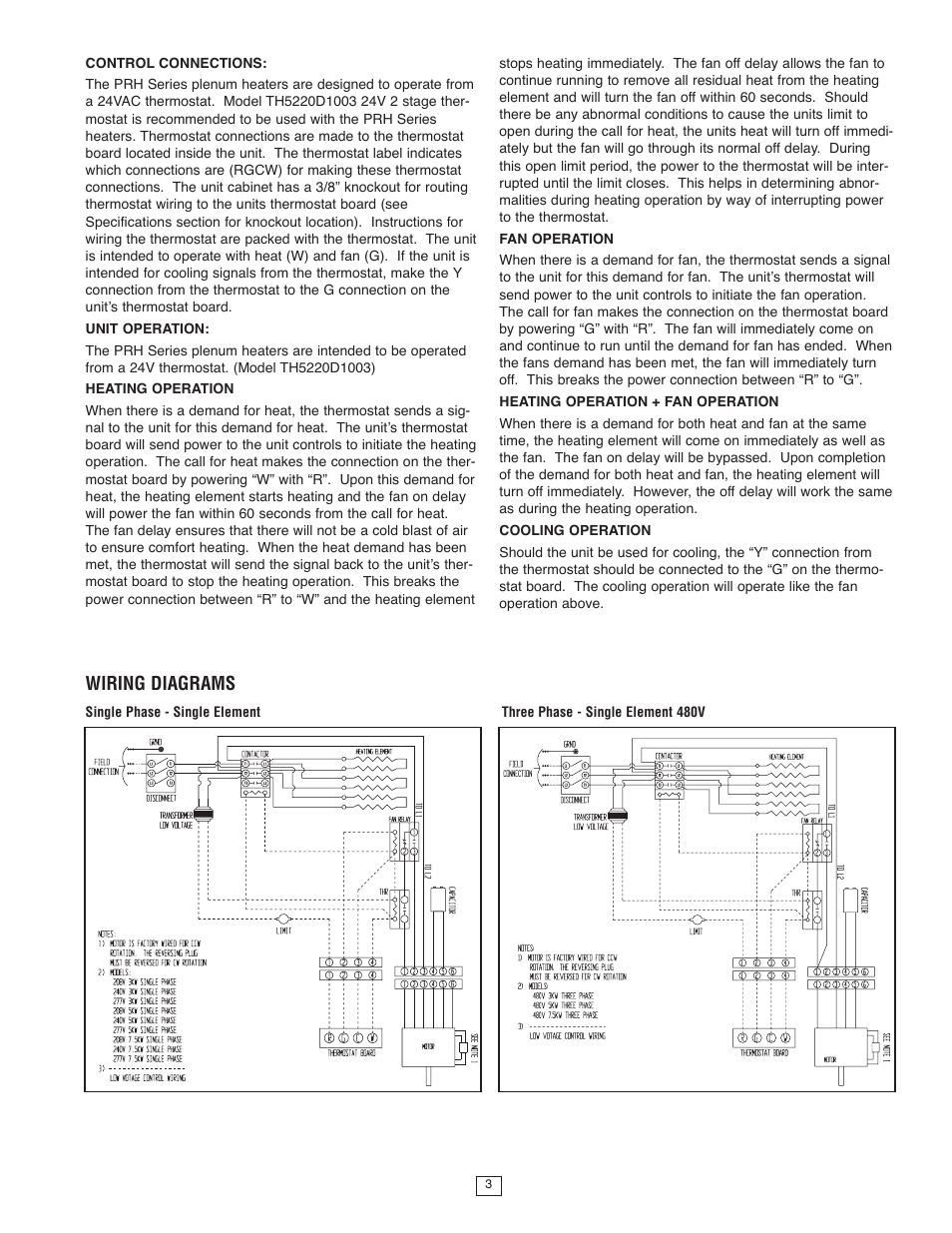 Wiring diagrams | Qmark MSPH - Plenum Rated Unit Heater User Manual | Page 3 / 8