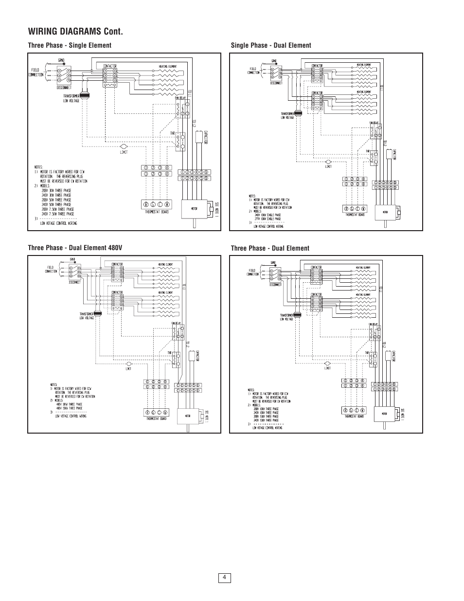 Wiring diagrams cont | Qmark MSPH - Plenum Rated Unit Heater User Manual | Page 4 / 8