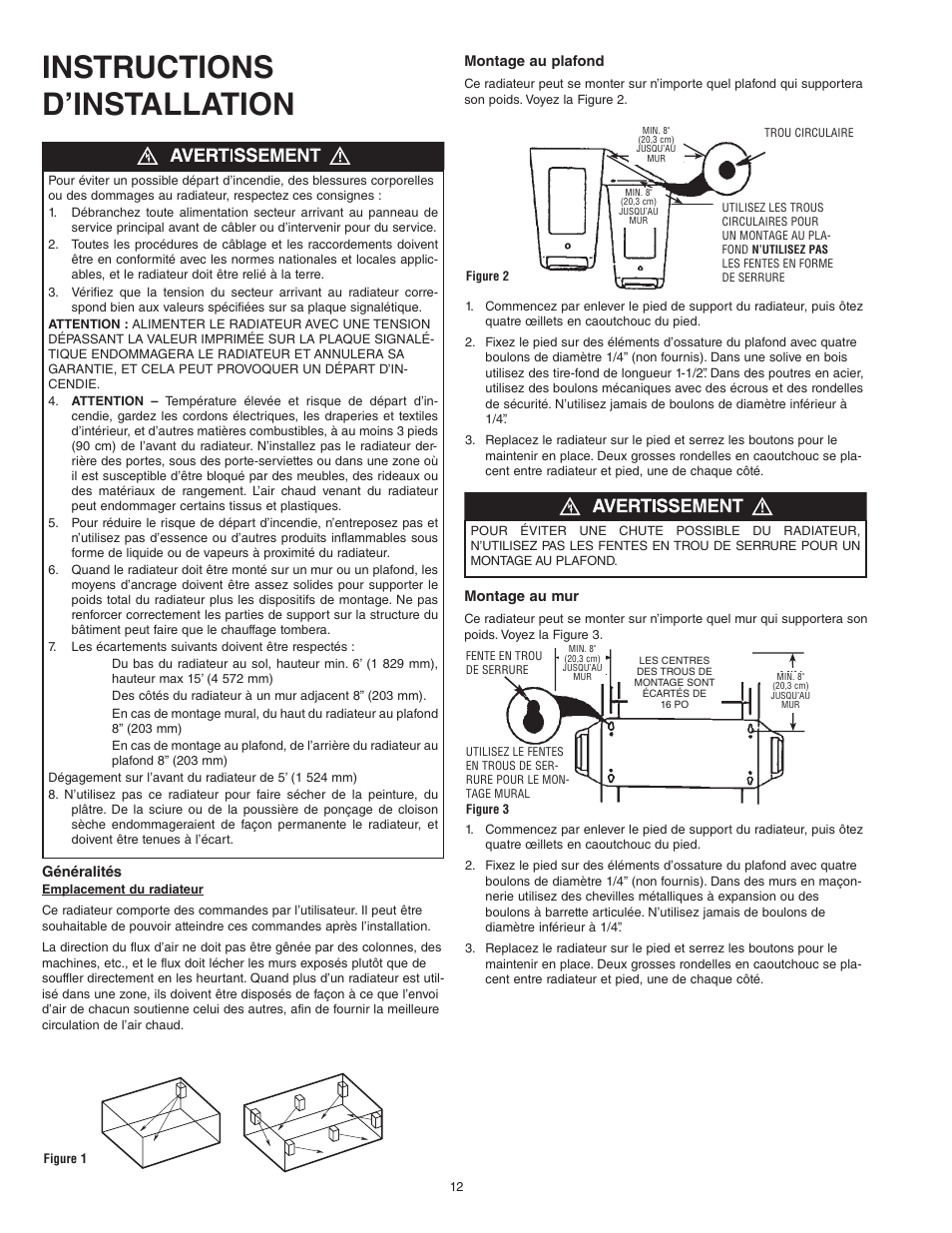 Instructions d’installation | Qmark MUH35 - Unit Heater User Manual | Page 12 / 16