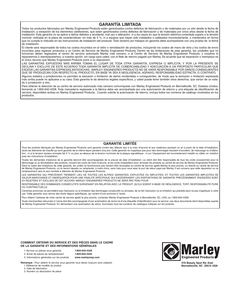 Garantía limitada | Qmark MUH35 - Unit Heater User Manual | Page 16 / 16