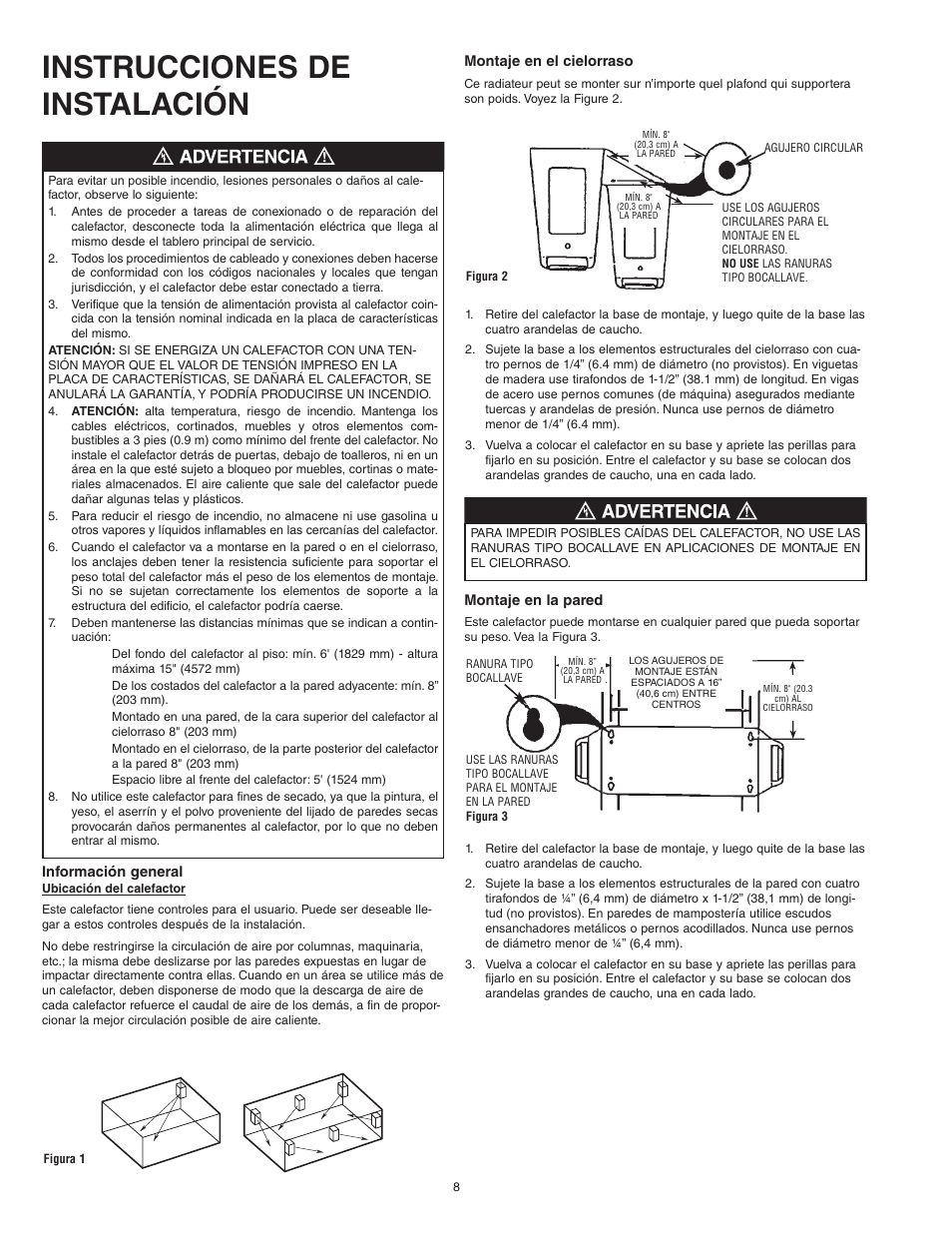 Instrucciones de instalación | Qmark MUH35 - Unit Heater User Manual | Page 8 / 16