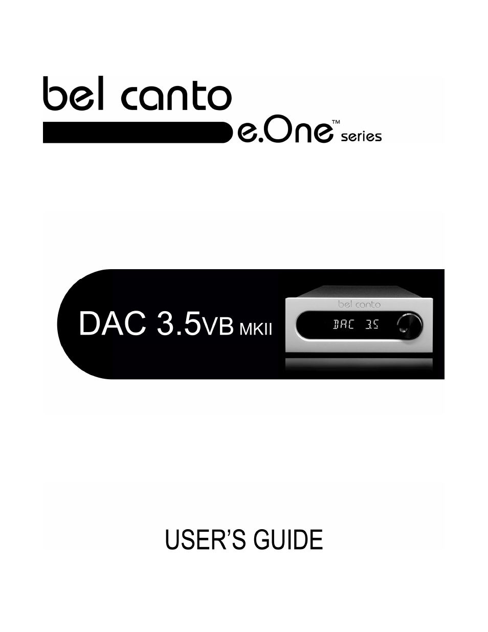 Bel Canto Design E.ONE DAC3.5VB User Manual | 15 pages