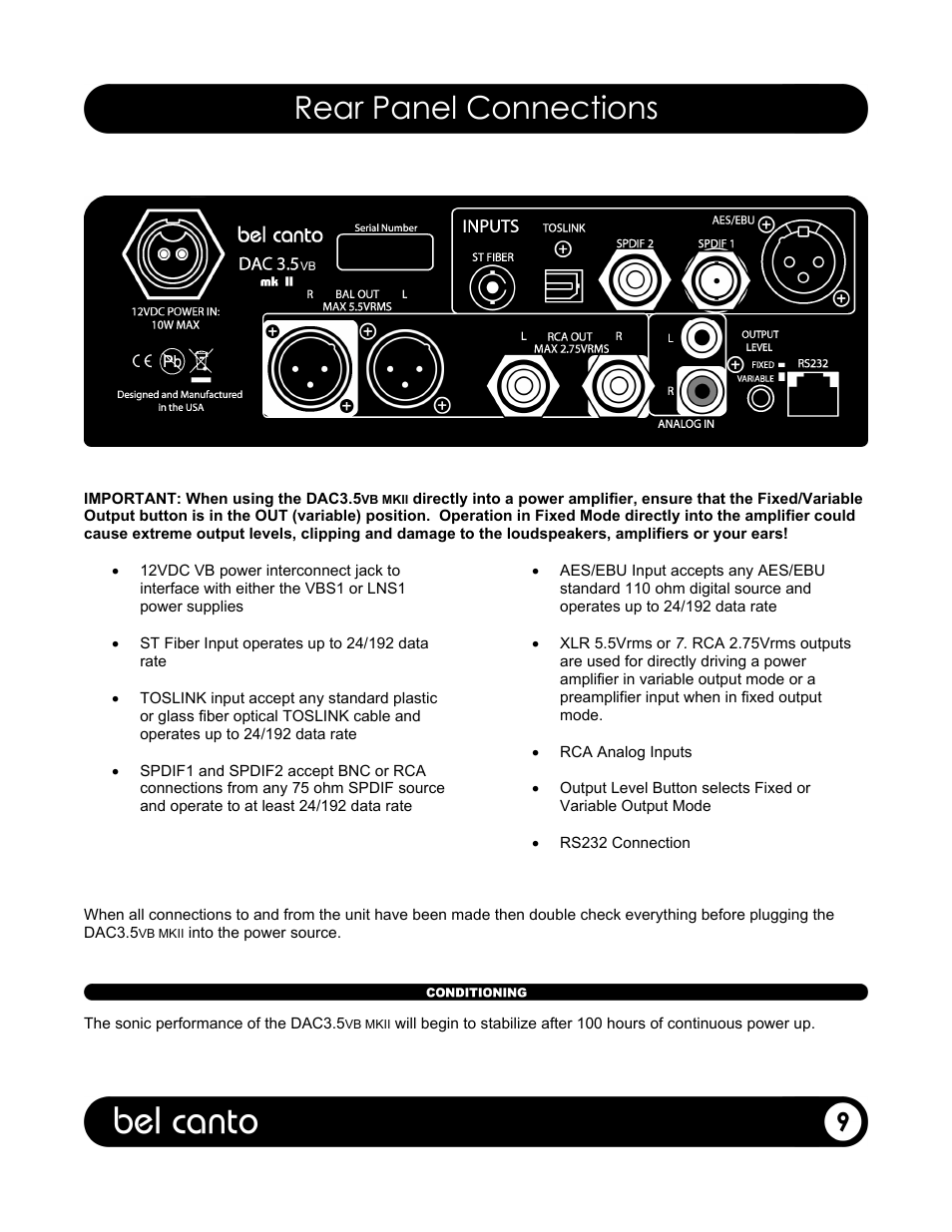 Bel Canto Design E.ONE DAC3.5VB User Manual | Page 10 / 15