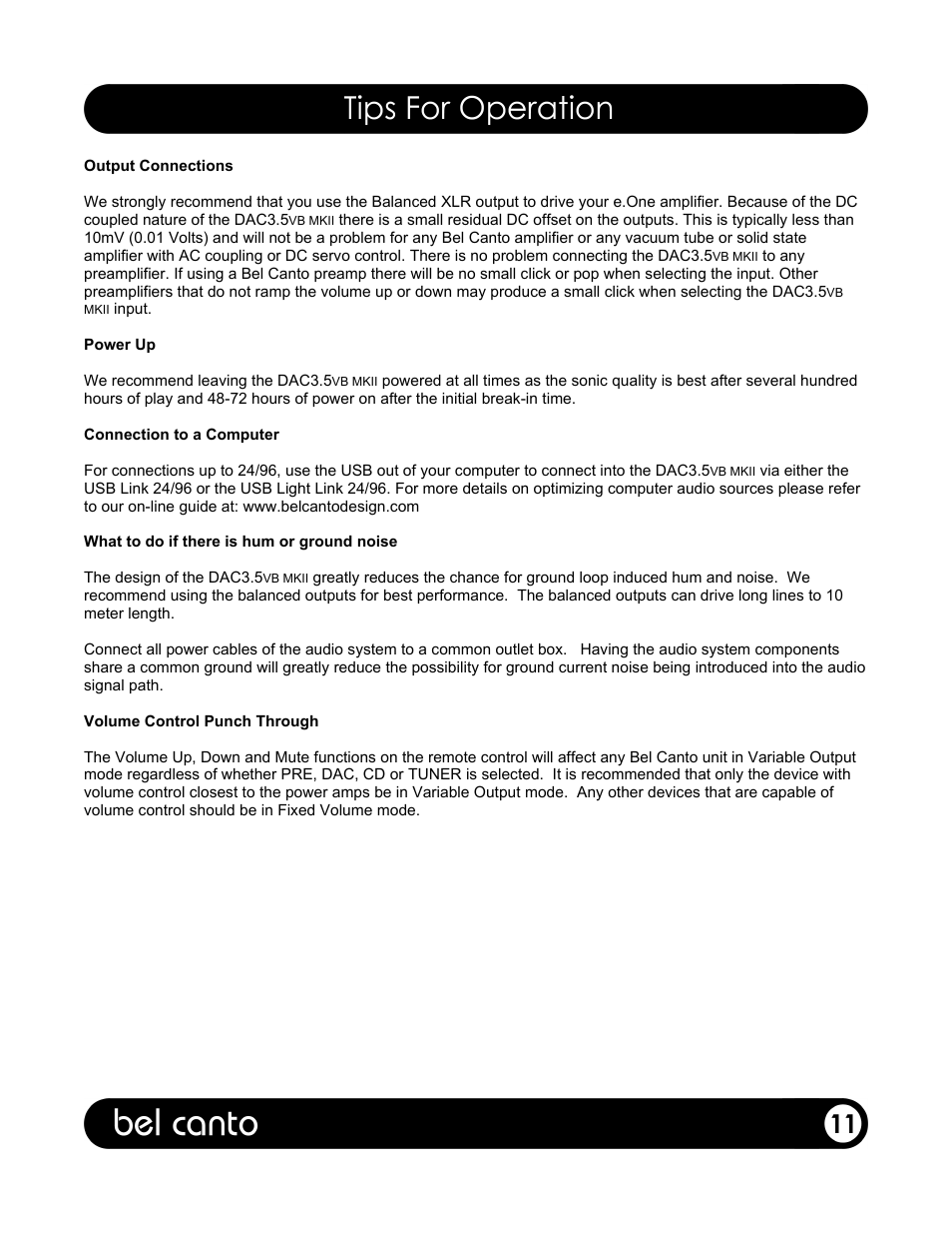 Bel Canto Design E.ONE DAC3.5VB User Manual | Page 12 / 15