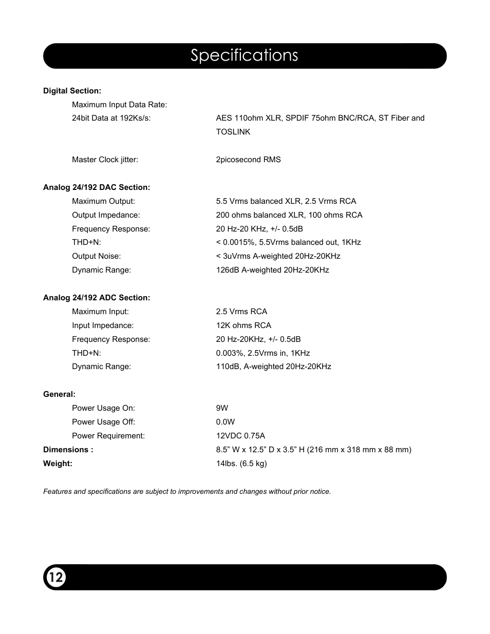 Bel Canto Design E.ONE DAC3.5VB User Manual | Page 13 / 15