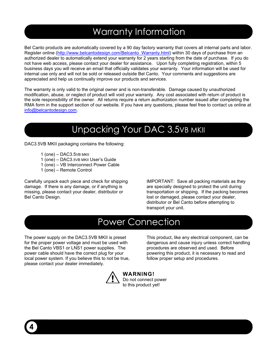 Bel Canto Design E.ONE DAC3.5VB User Manual | Page 5 / 15