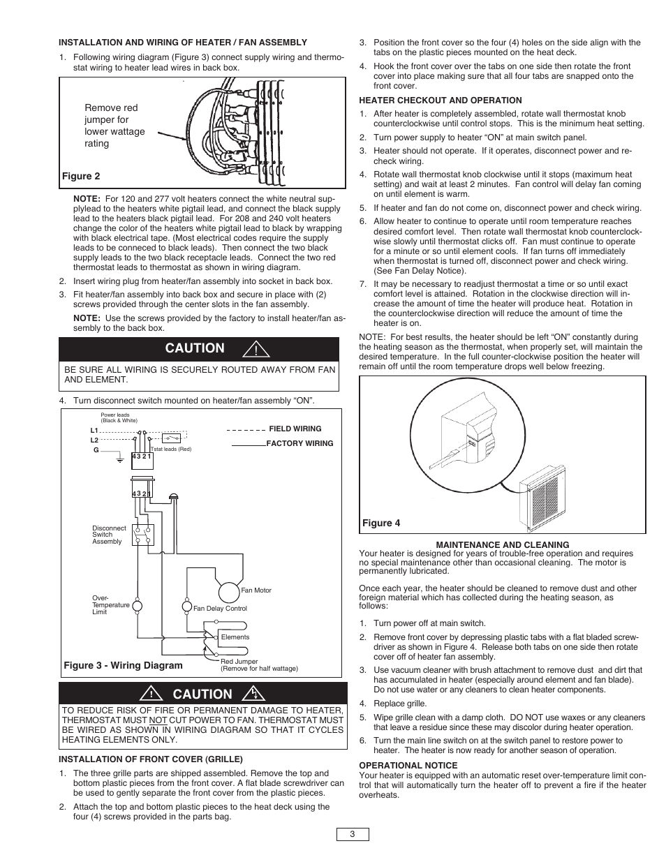 Caution | Qmark QCH - Ceiling Mounted Fan-Forced Heaters User Manual | Page 3 / 4