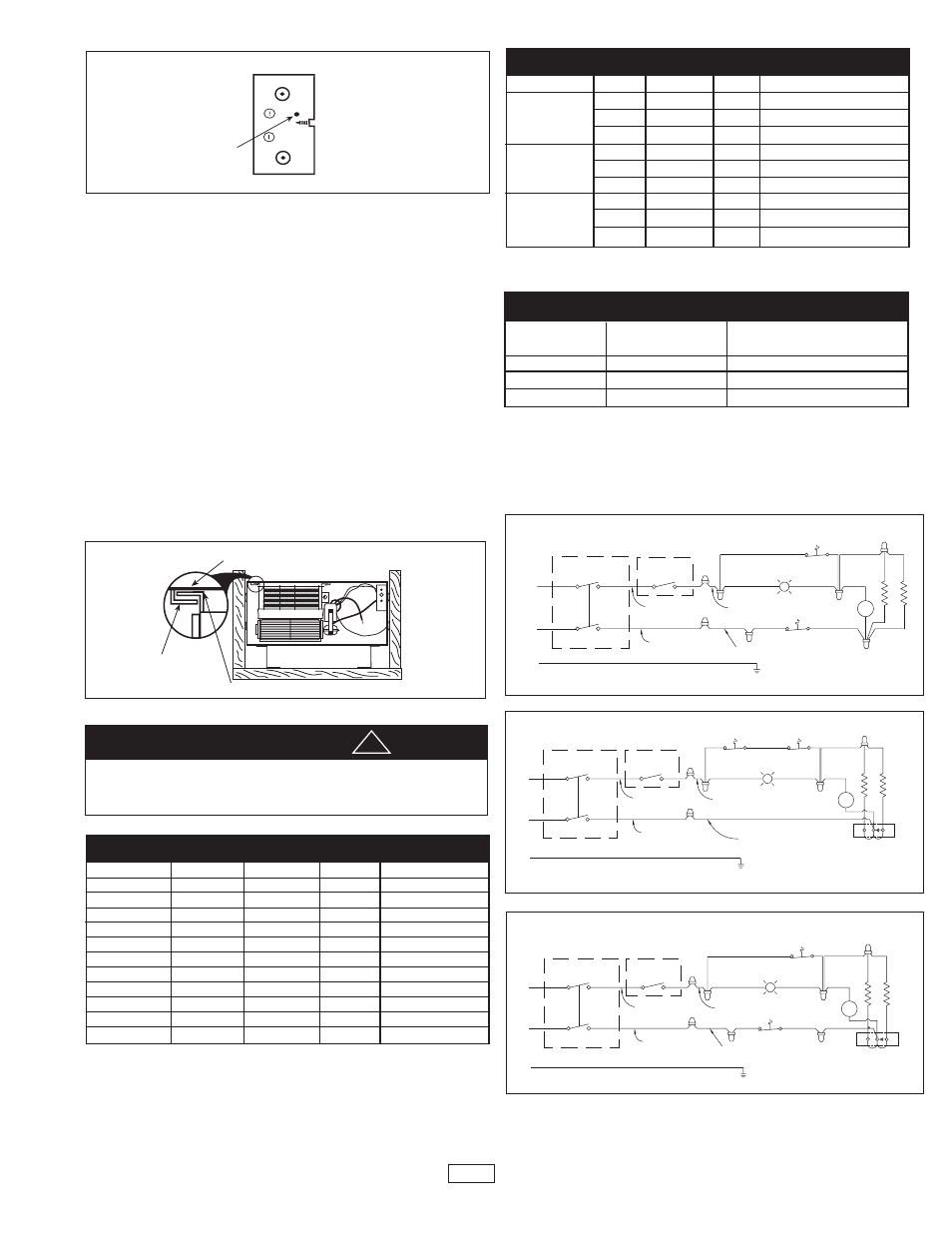 Warning, Fig. 6a, Fig. 6b | Figure 7, Table 1, 208 volt model only, Figure 4 | Qmark QFG Series - Electric Fan-Forced Wall Heaters User Manual | Page 3 / 4