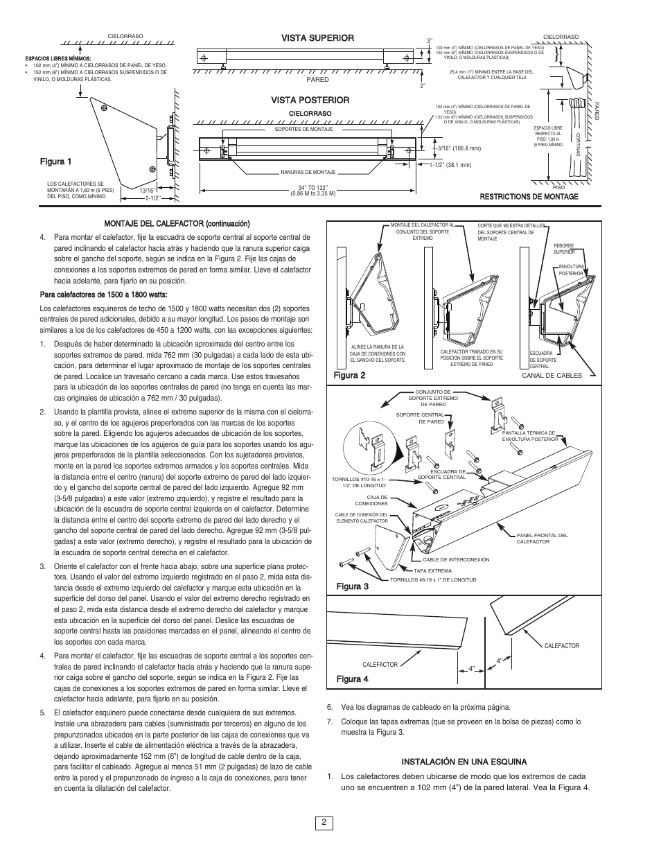 Figura 1 vista superior, Vista posterior, Figura 2 | Figura 3, Figura 4 | Qmark RCC - Cove Heaters User Manual | Page 6 / 12