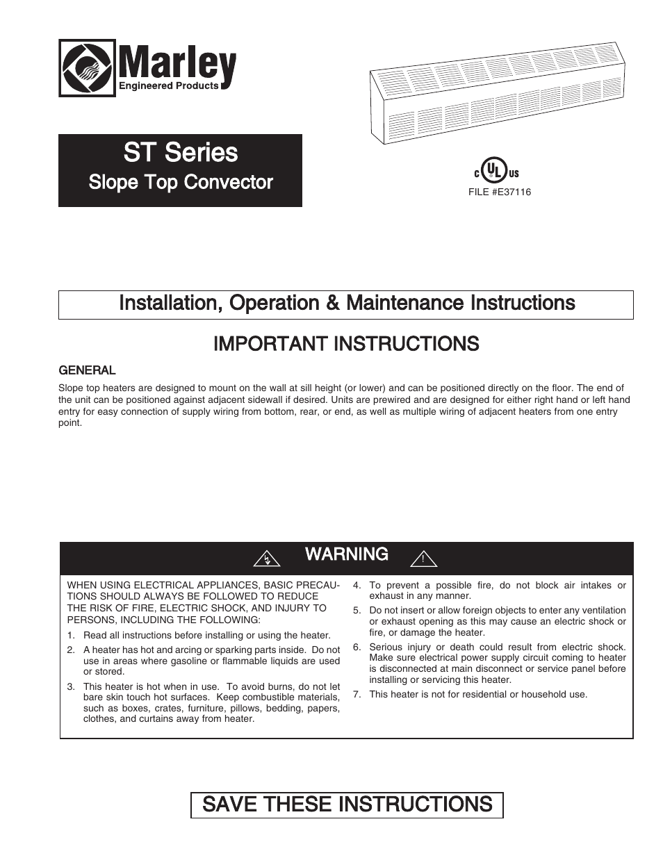 Qmark ST - Commercial Slope Top Convectors User Manual | 16 pages